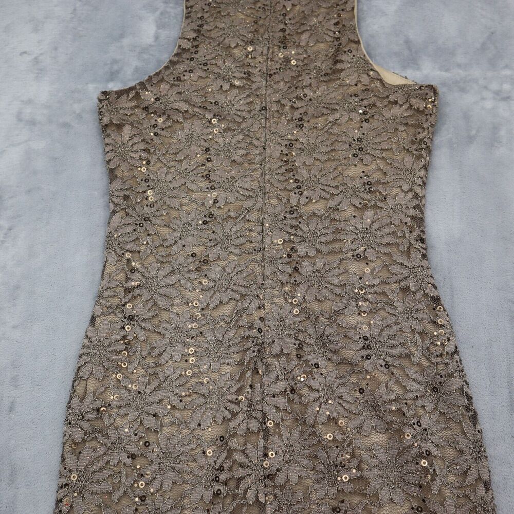 Coco Avante Dress Womens M Brown Floral Lace Sequin Sleeveless Round Neck Outfit - Picture 15 of 16